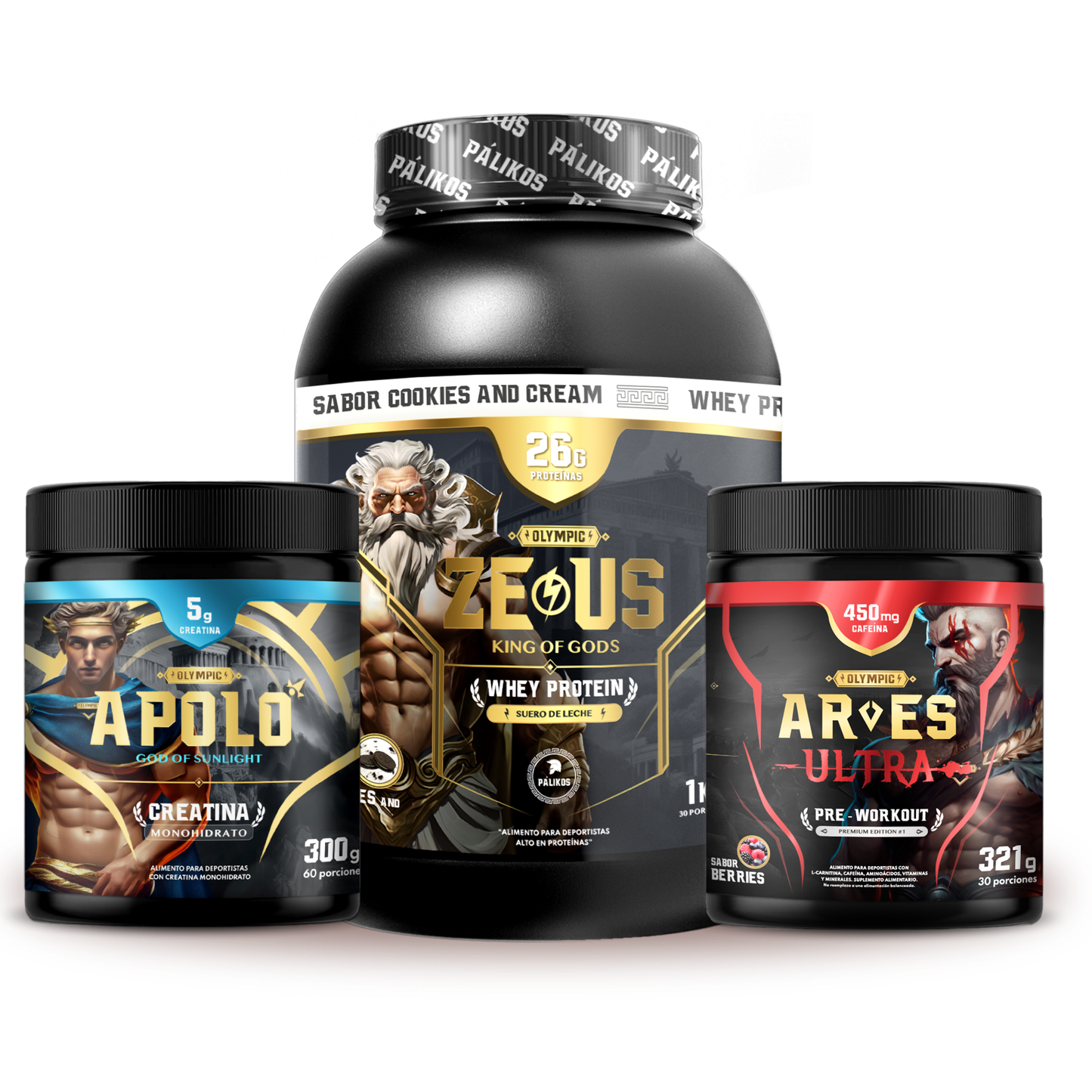 pack comleto proteina creatina y pre entreno