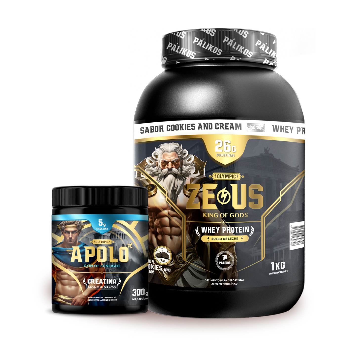 pack proteina whey y creatina apolo palikos fitness