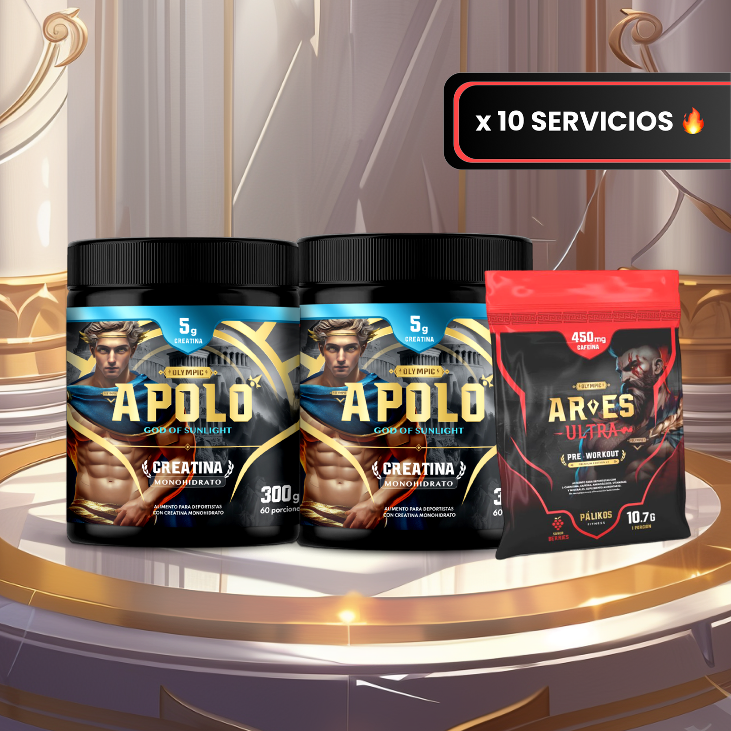 PROMO x2  | APOLO ✨🔥 | Creatina Monohidratada [120 serv] + x10 ARES🔥 [Sachet]