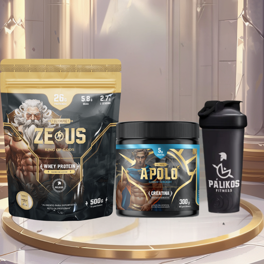 Proteina whey zeus + creatina monohidratada micronizada + shaker